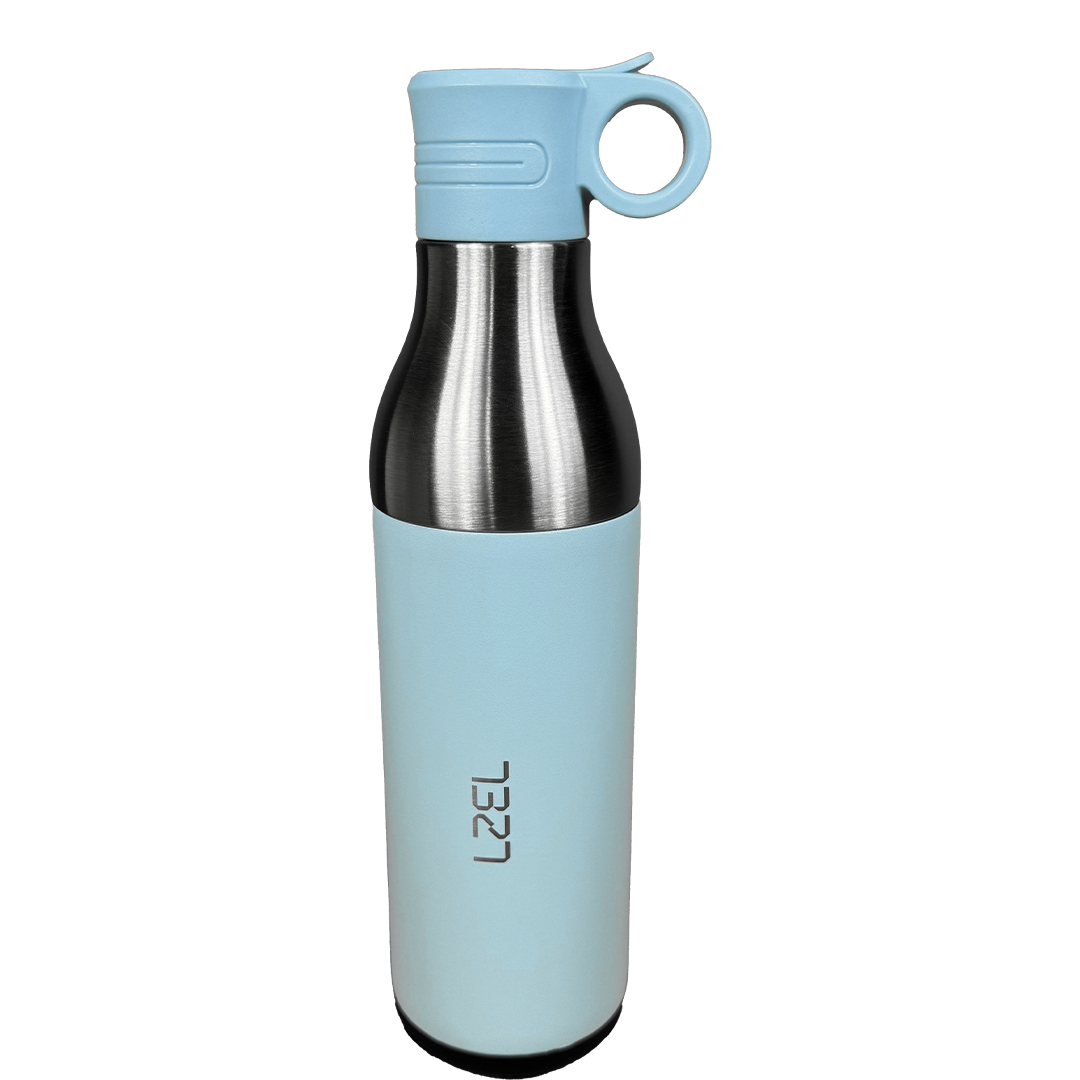 LZEL Natura Elva Vacuum Bottle Dual 400 mL + 400 mL | Sky Blue Aluminum LZEL Natura Elva Vacuum Bottle Dual 400 mL + 400 mL | Sky Blue Aluminum